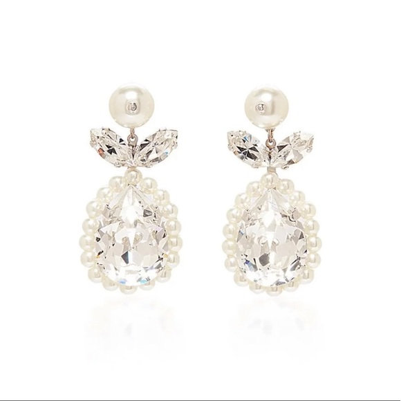 Simone Rocha Crystal Pearl Drop Earrings - Picture 1 of 6